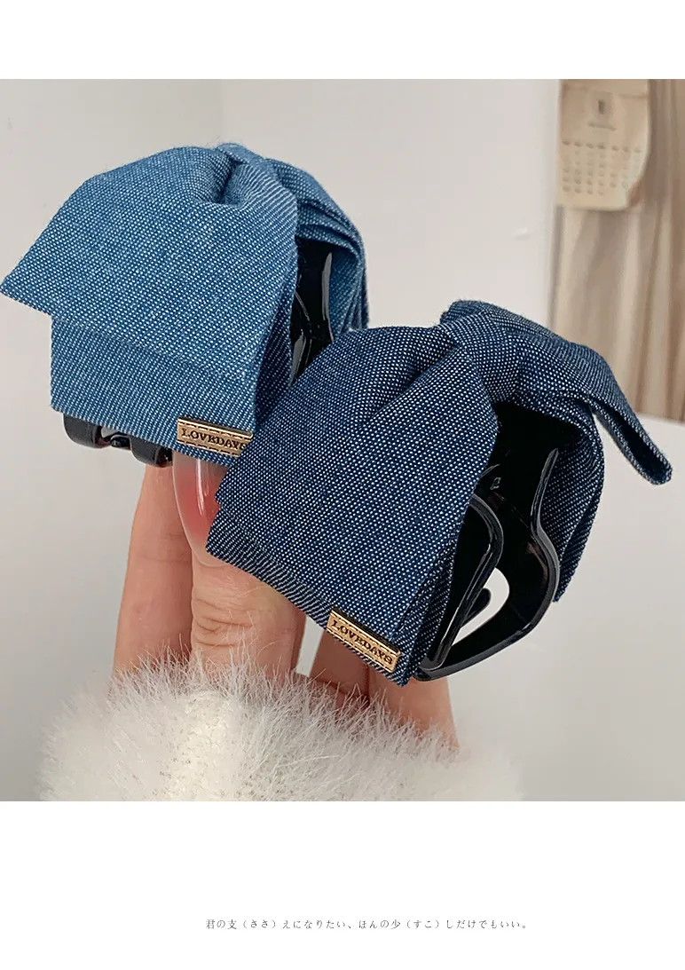 Mode Arrière Tête Queue De Cheval Grip Denim Tissu Épingle À Cheveux Femme Tempérament Requin Clip Épingle À Cheveux Arc Coiffure display picture 22