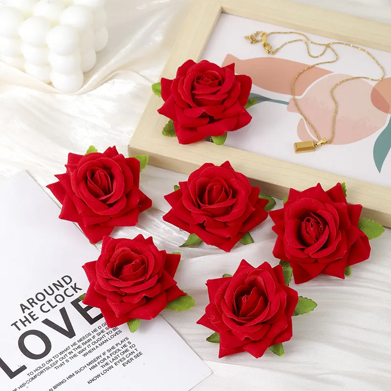 Atmosphere Red Flower Headdress Rose Barrettes Side Clip Side Hairpin Female 2024 New Large Flower Headdress Flower display picture 7
