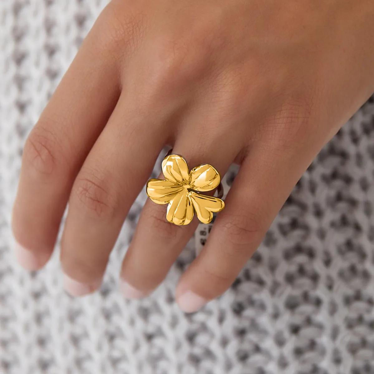 Four Leaf Clover Casual Modern Style Commute 316 Stainless Steel  Open Rings Rings display picture 1