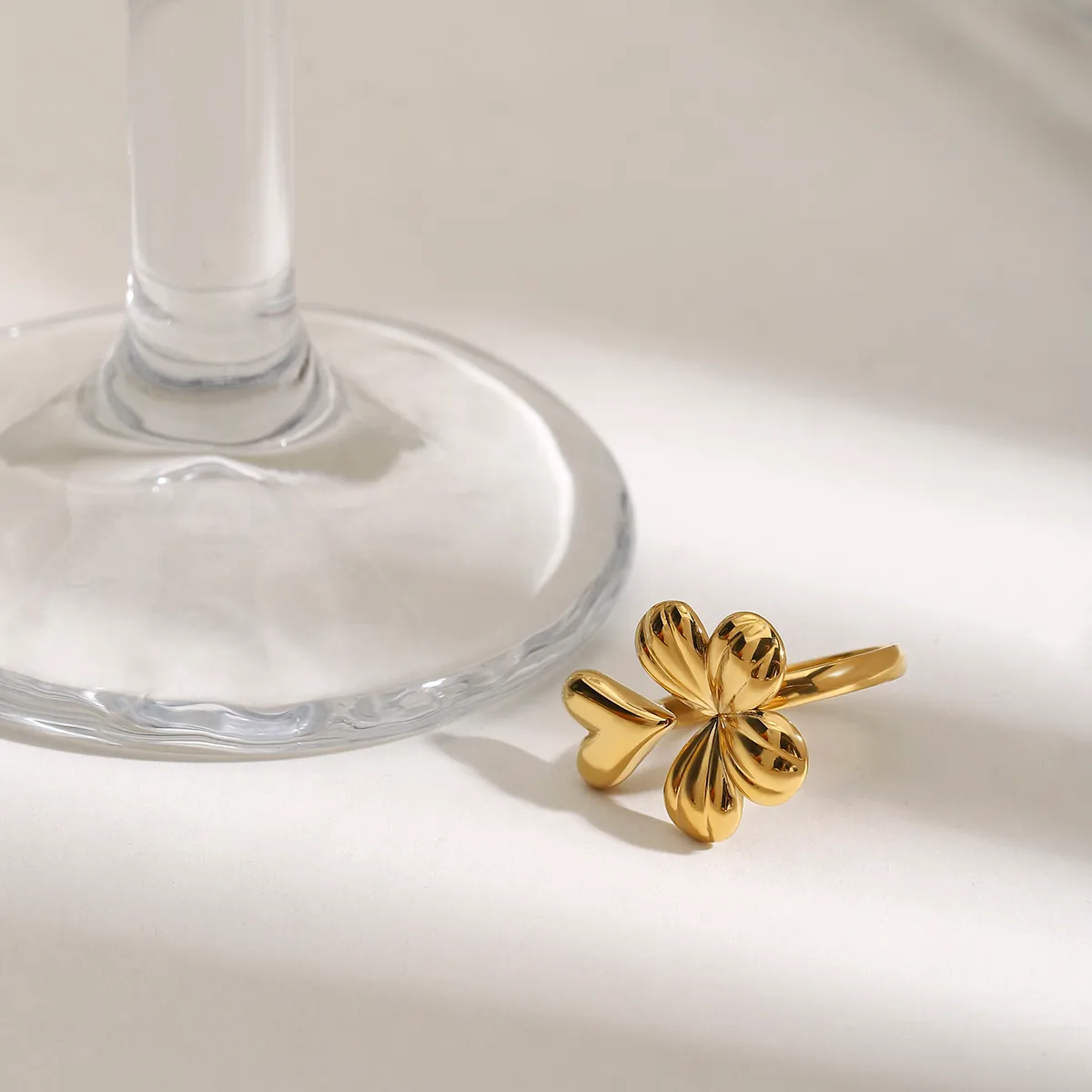 Four Leaf Clover Casual Modern Style Commute 316 Stainless Steel  Open Rings Rings display picture 3