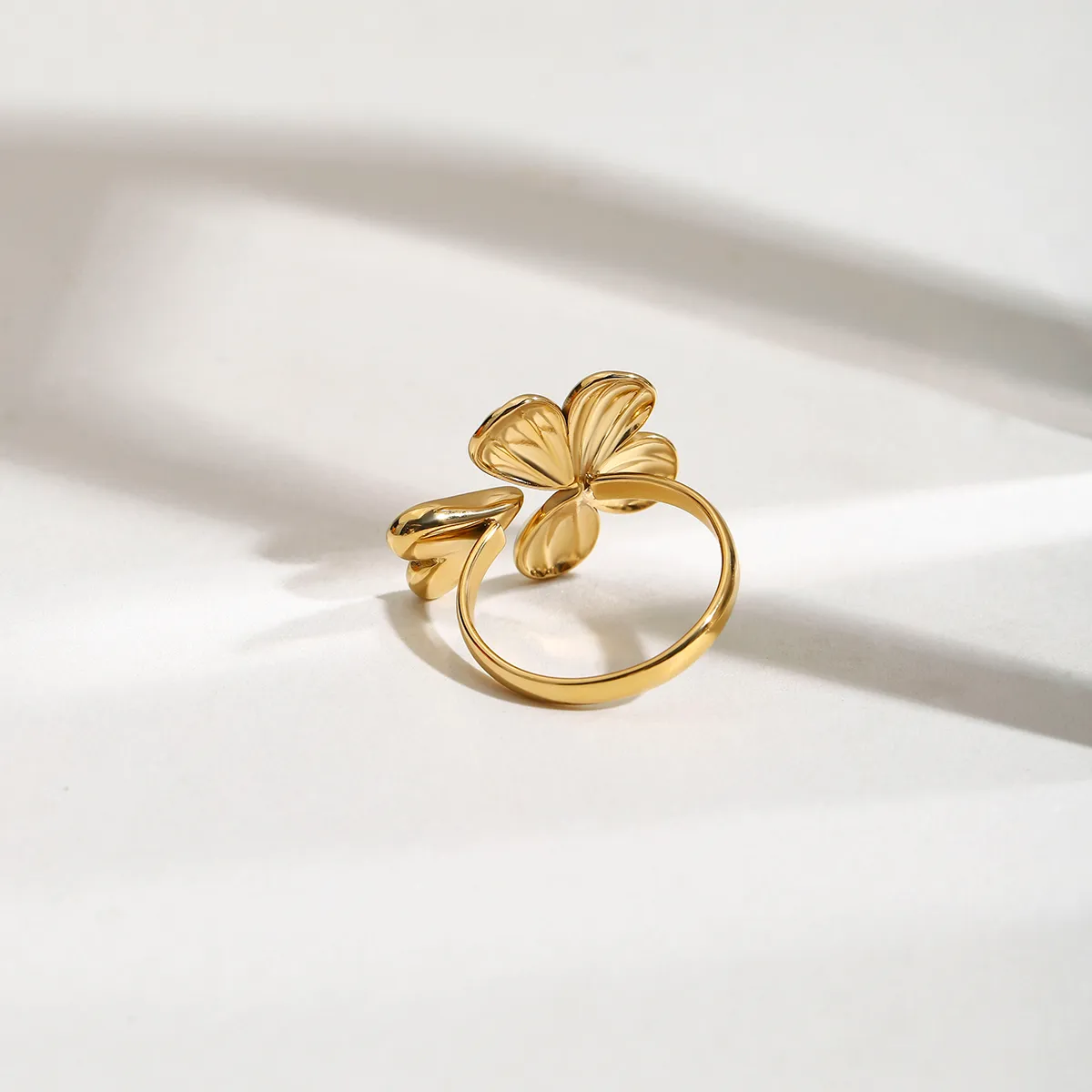 Four Leaf Clover Casual Modern Style Commute 316 Stainless Steel  Open Rings Rings display picture 2