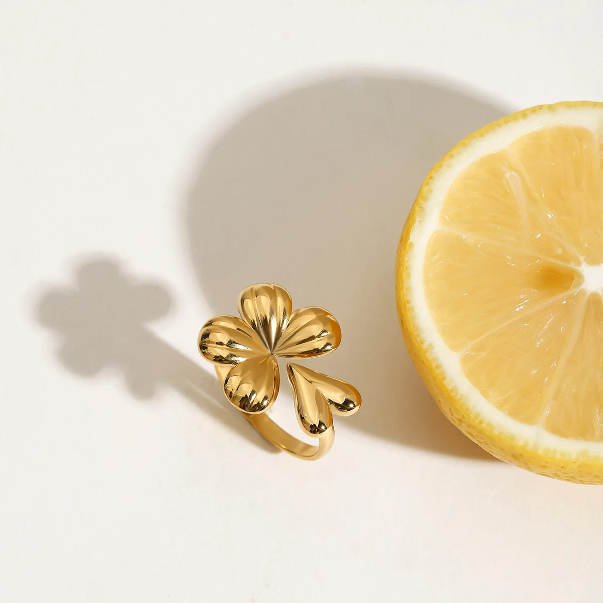 Four Leaf Clover Casual Modern Style Commute 316 Stainless Steel  Open Rings Rings display picture 4