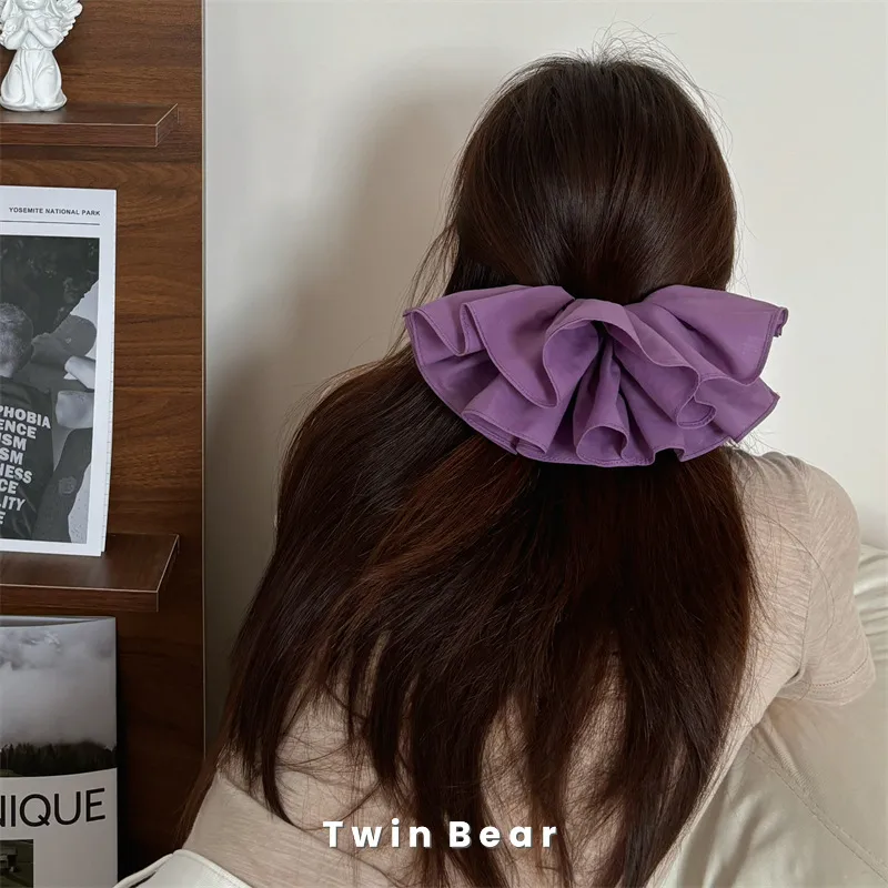 Tête Arrière Modifiée En Pur Coton Large En Trois Dimensions Double Grande Jupe Bud Barrettes Horizontal Clip Cheveux Accessoires Coiffure display picture 2