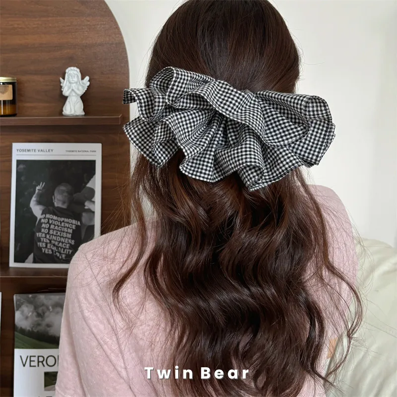 Tête Arrière Modifiée En Pur Coton Large En Trois Dimensions Double Grande Jupe Bud Barrettes Horizontal Clip Cheveux Accessoires Coiffure display picture 3