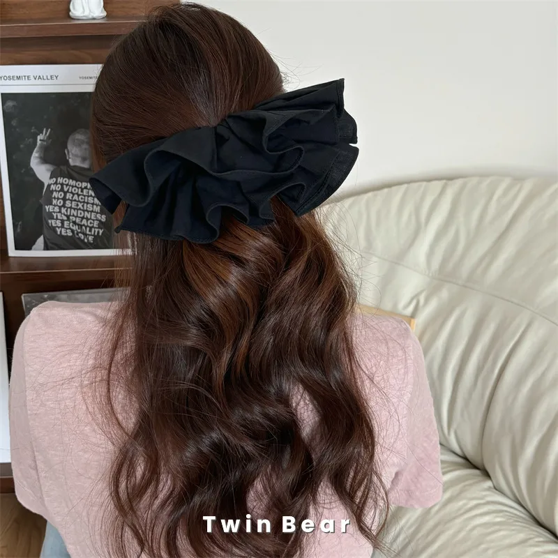 Tête Arrière Modifiée En Pur Coton Large En Trois Dimensions Double Grande Jupe Bud Barrettes Horizontal Clip Cheveux Accessoires Coiffure display picture 8