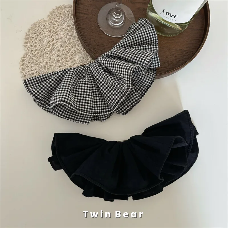 Cabeza Trasera Modificada Algodón Puro Ancho Tridimensional Doble Falda Grande Broche Pasador Horizontal Clip Accesorios Para El Cabello Tocado display picture 11