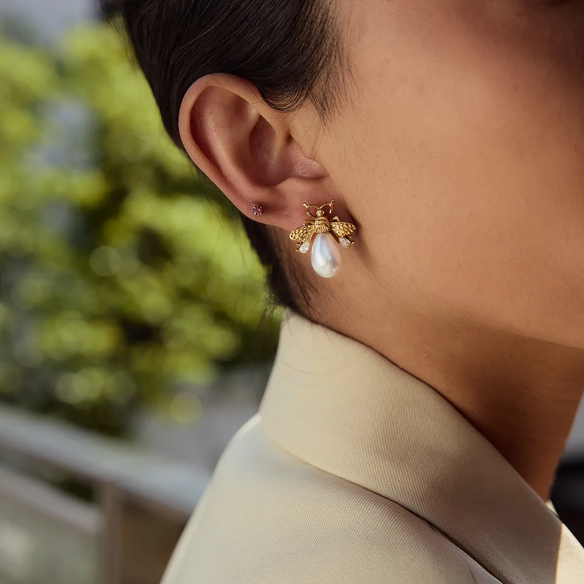 Abeille Décontractée Élégant Vacances Acier Inoxydable 316 Boucles D'Oreilles display picture 3