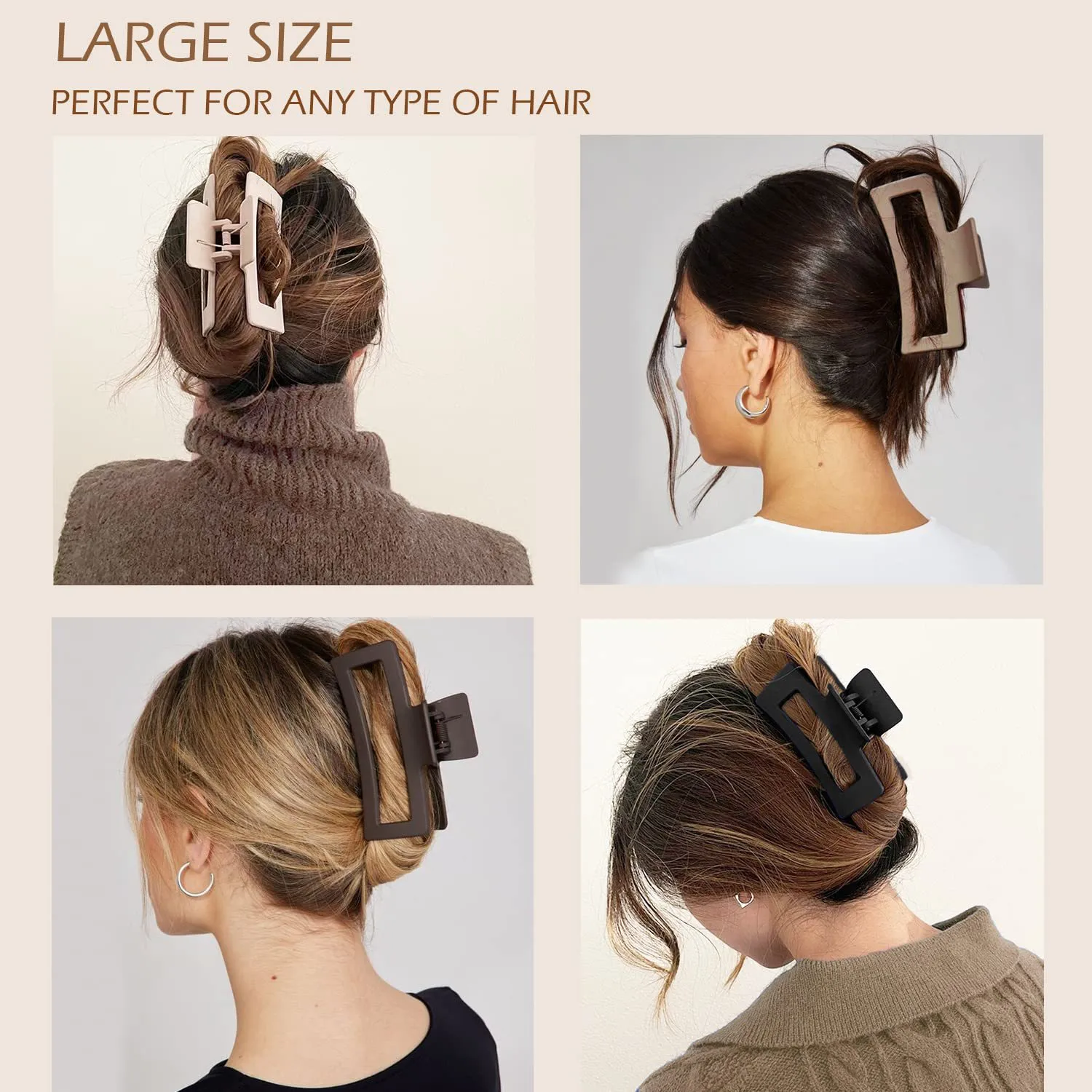 Hot Large Grip Suit Seamless Back Head Frosted Claw Clip Rectangular Shark Clip Hair Accessories Wholesale display picture 4