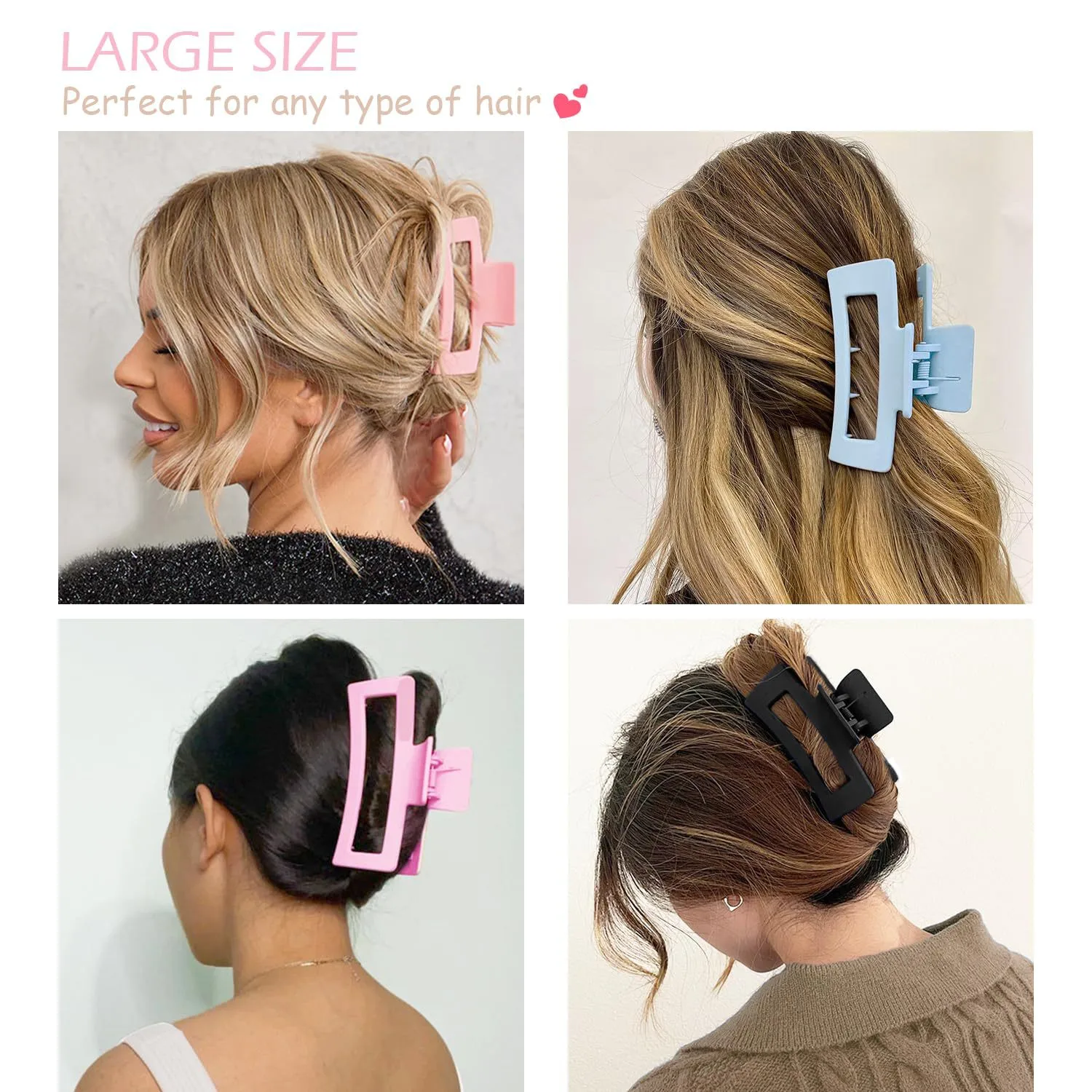 Hot Large Grip Suit Seamless Back Head Frosted Claw Clip Rectangular Shark Clip Hair Accessories Wholesale display picture 10