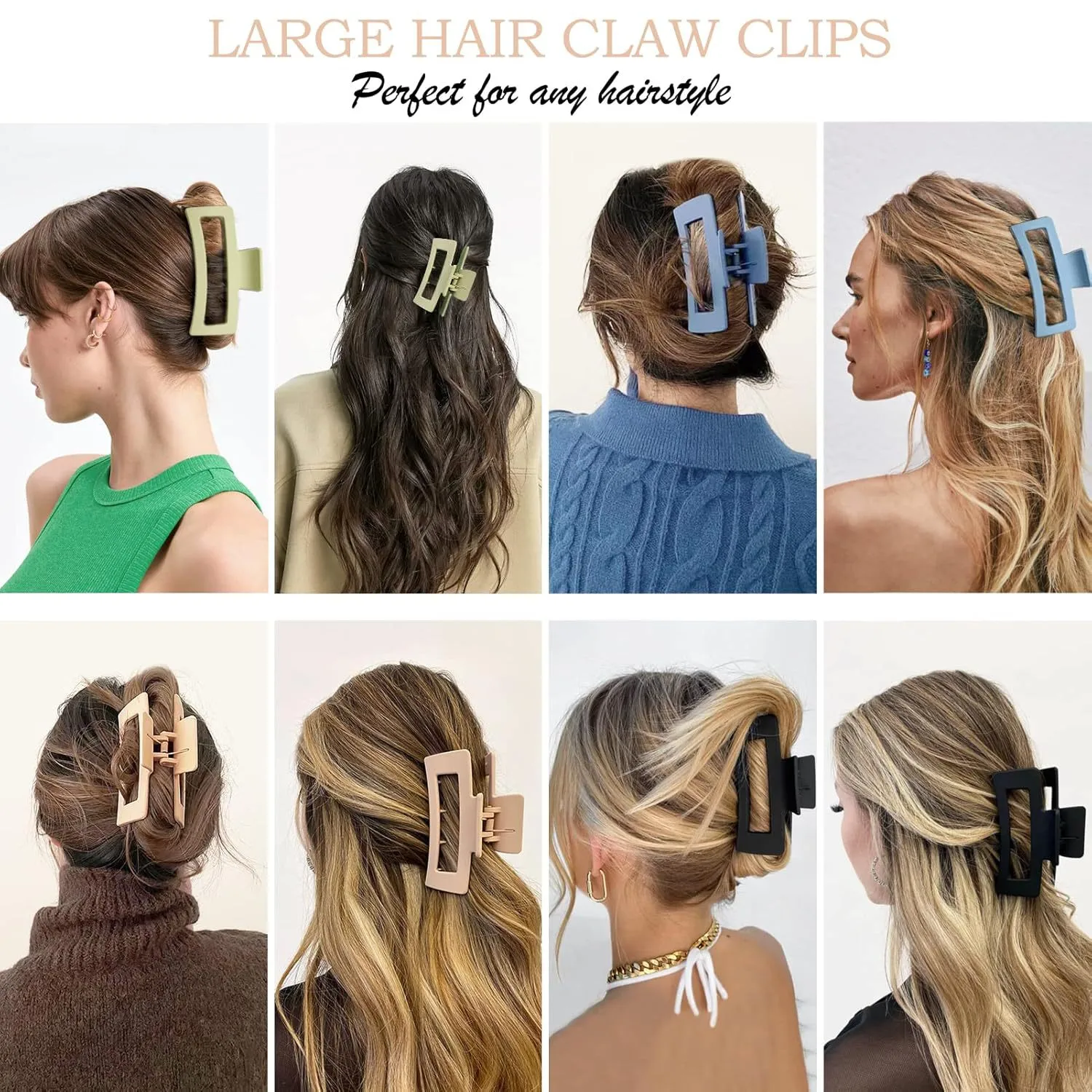 Hot Large Grip Suit Seamless Back Head Frosted Claw Clip Rectangular Shark Clip Hair Accessories Wholesale display picture 2