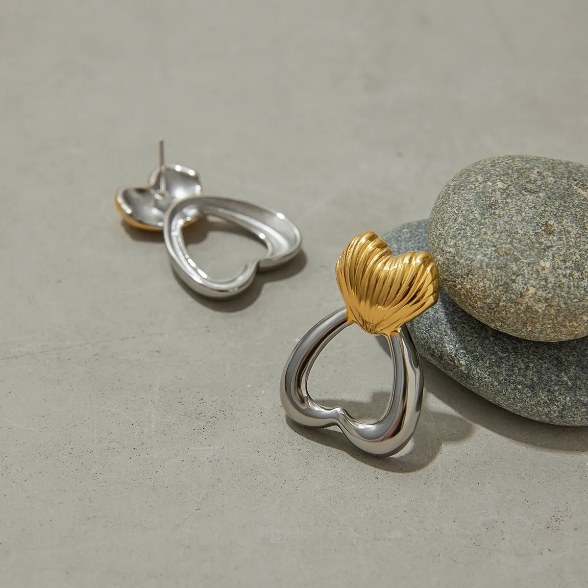 Géométrique Forme De Cœur Décontractée Élégant Style Moderne Acier Inoxydable 316 Boucles D'Oreilles display picture 8