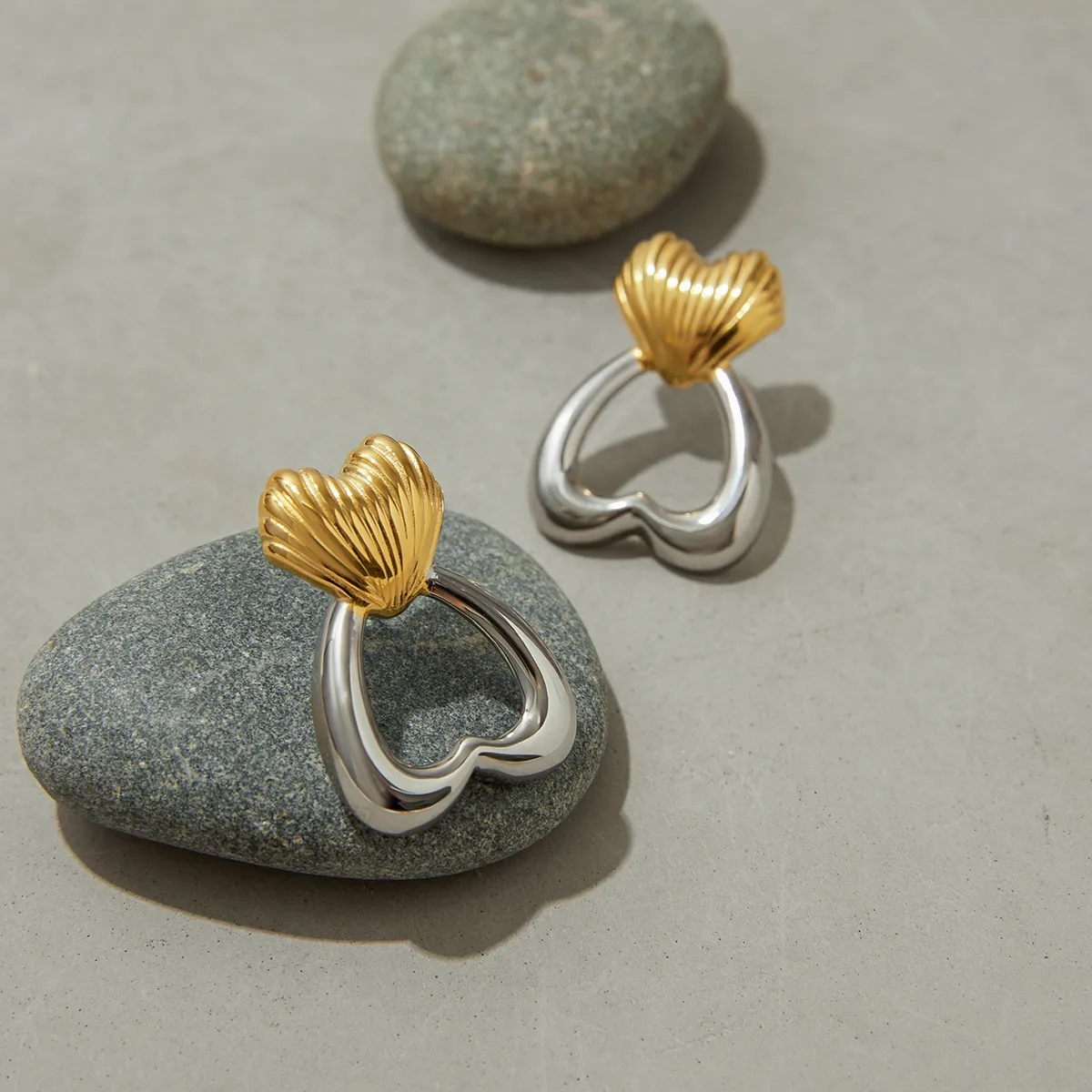Geometric Heart Shape Casual Elegant Modern Style 316 Stainless Steel  Ear Studs display picture 6