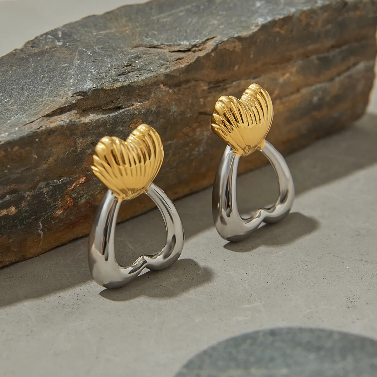 Geometric Heart Shape Casual Elegant Modern Style 316 Stainless Steel  Ear Studs display picture 5