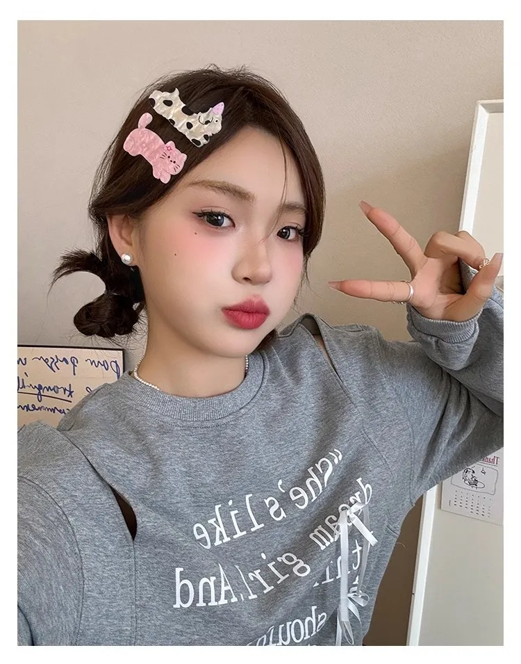 Cute Cartoon Cat Puppy Hairpin Women's Side Clip Ins Headwear Hair Accessories High-grade Duckbill Clip Summer Hairpin display picture 6