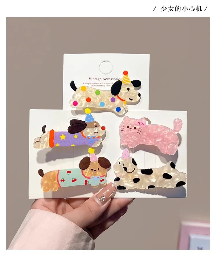 Cute Cartoon Cat Puppy Hairpin Women's Side Clip Ins Headwear Hair Accessories High-grade Duckbill Clip Summer Hairpin display picture 13