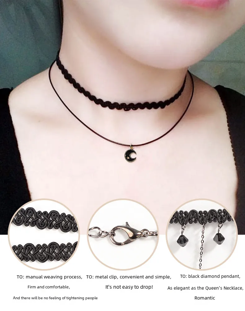 Popular Collar Necklace Women's Choker Clavicle Chain Neck Accessories Neck Strap Necklace Lace Short Necklace display picture 4