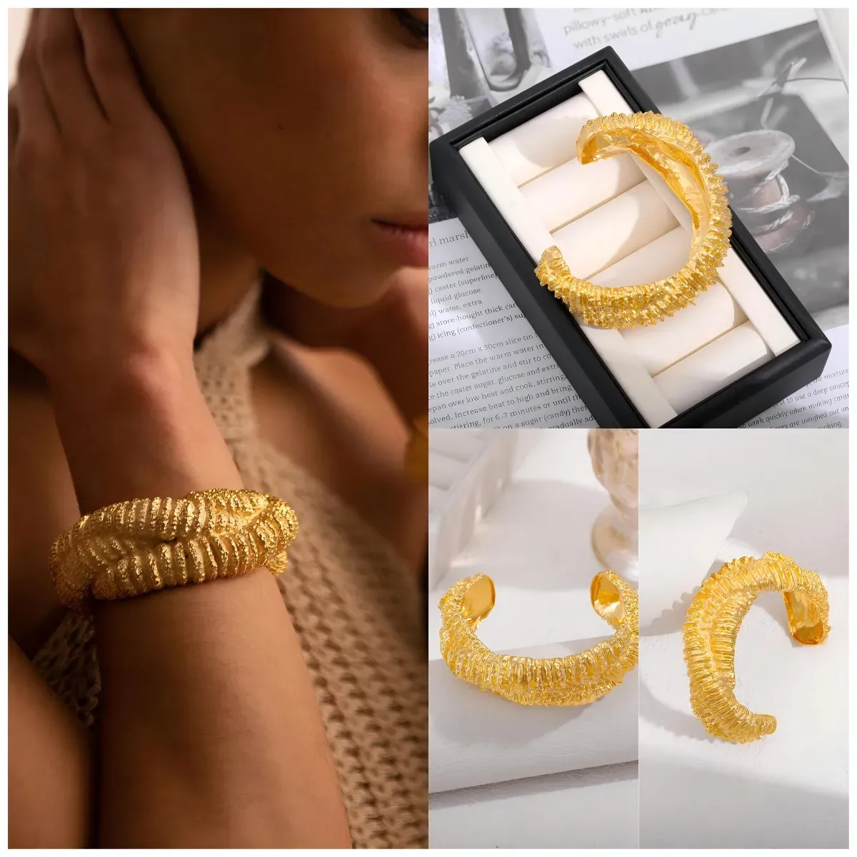Glam Luxurious Alloy C Shape Asymmetrical Women's Rings Bangle display picture 1