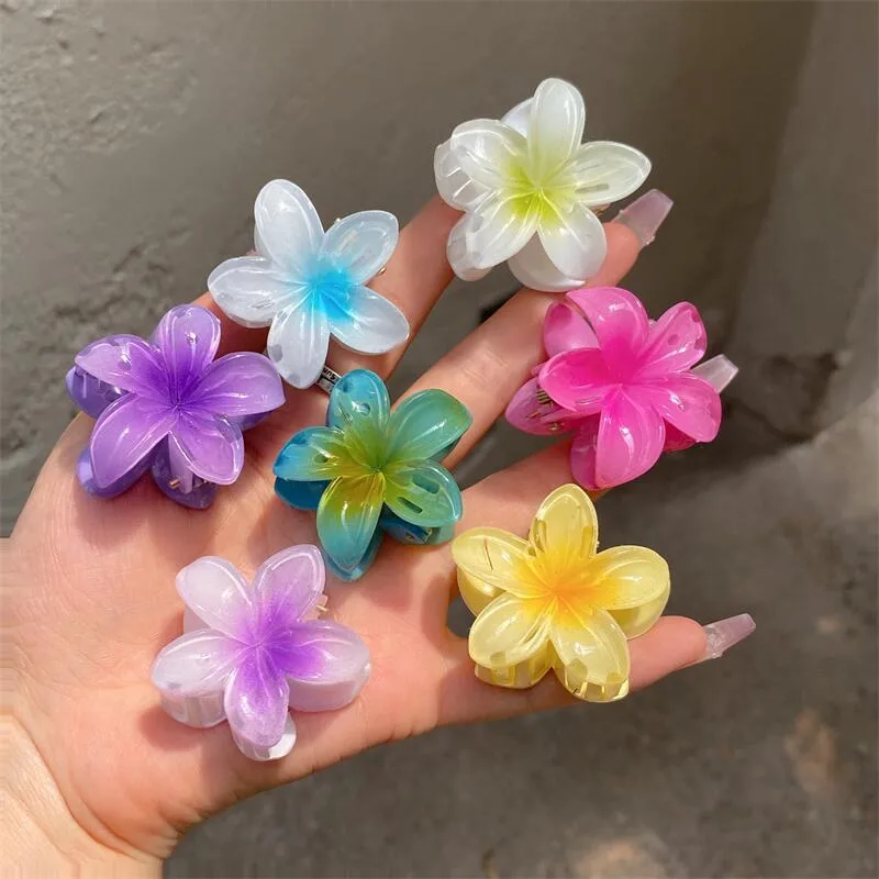 Plumeria Rubra Summer Sunflower Small Jaw Clip Female Cute Mori Style Broken Hair Bangs Side Hairpin Headdress Ins display picture 3