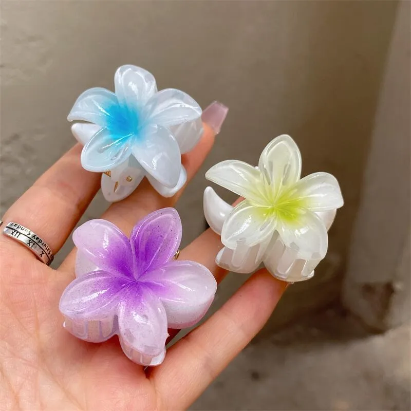 Plumeria Rubra Summer Sunflower Small Jaw Clip Female Cute Mori Style Broken Hair Bangs Side Hairpin Headdress Ins display picture 4