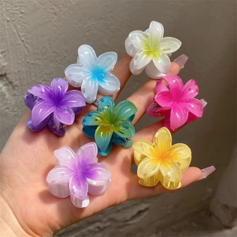 Plumeria Rubra Summer Sunflower Small Jaw Clip Female Cute Mori Style Broken Hair Bangs Side Hairpin Headdress Ins display picture 5