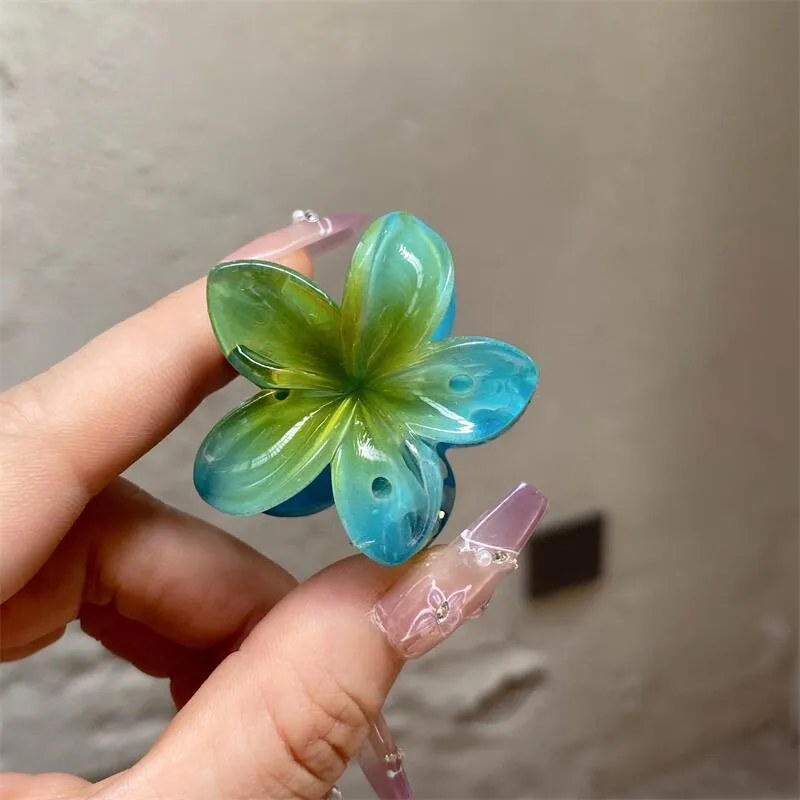Plumeria Rubra Summer Sunflower Small Jaw Clip Female Cute Mori Style Broken Hair Bangs Side Hairpin Headdress Ins display picture 6