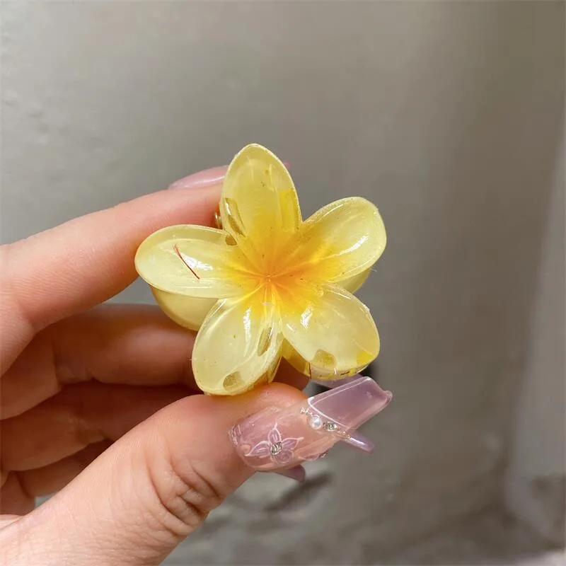 Plumeria Rubra Summer Sunflower Small Jaw Clip Female Cute Mori Style Broken Hair Bangs Side Hairpin Headdress Ins display picture 8