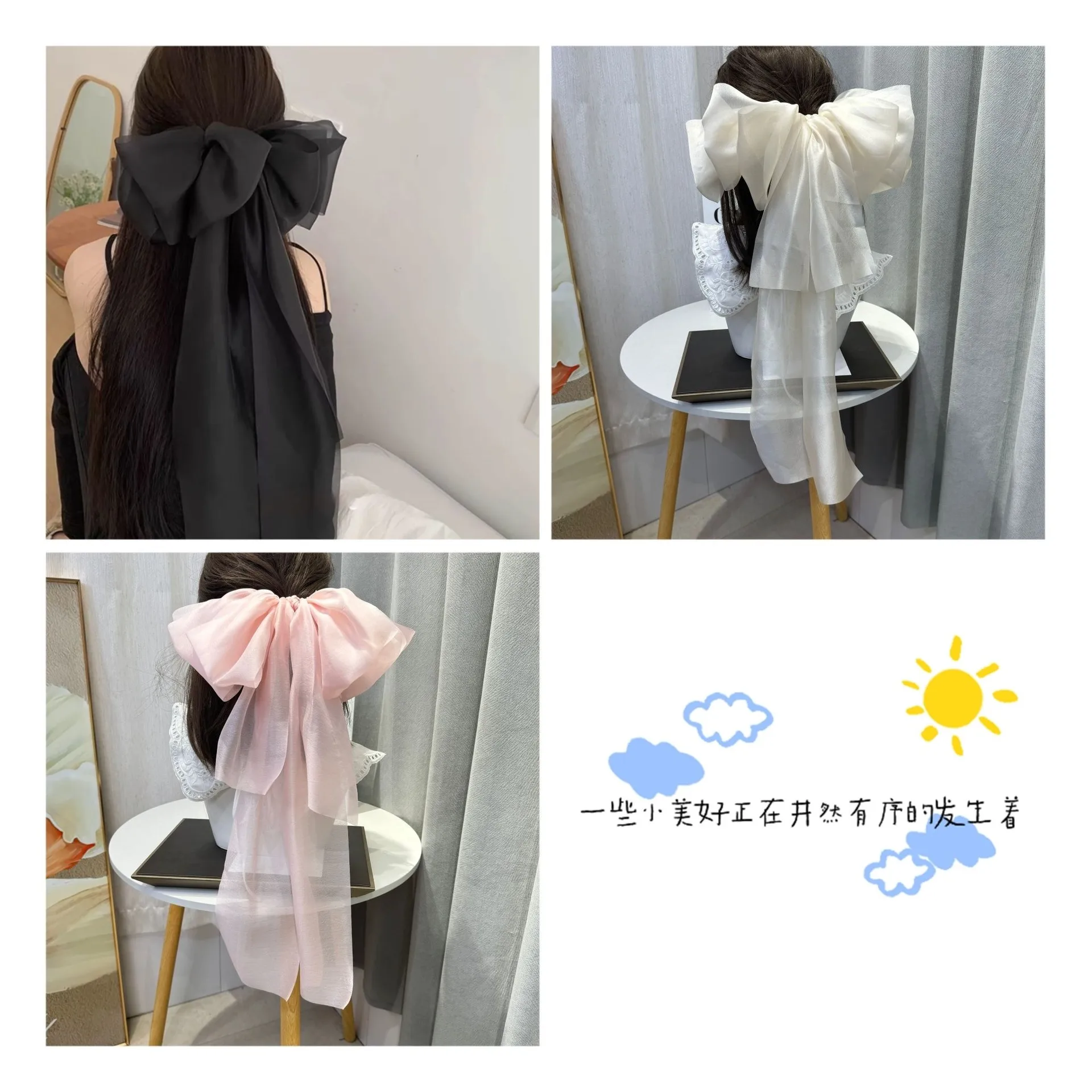 Princess On The Run ~ Fairy Temperamental Big Bow Headwear Back Spring Clip Long Ribbon Hairpin Hair Accessories display picture 8