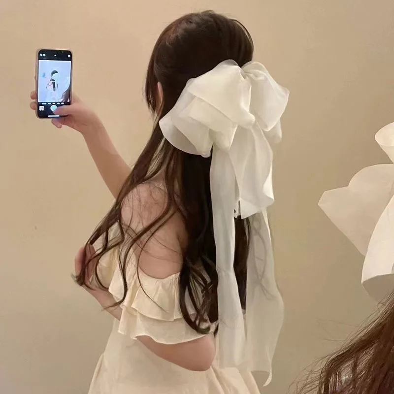 Princess On The Run ~ Fairy Temperamental Big Bow Headwear Back Spring Clip Long Ribbon Hairpin Hair Accessories display picture 11
