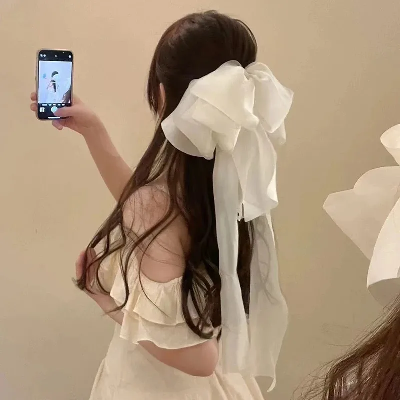 Princess On The Run ~ Fairy Temperamental Big Bow Headwear Back Spring Clip Long Ribbon Hairpin Hair Accessories display picture 3