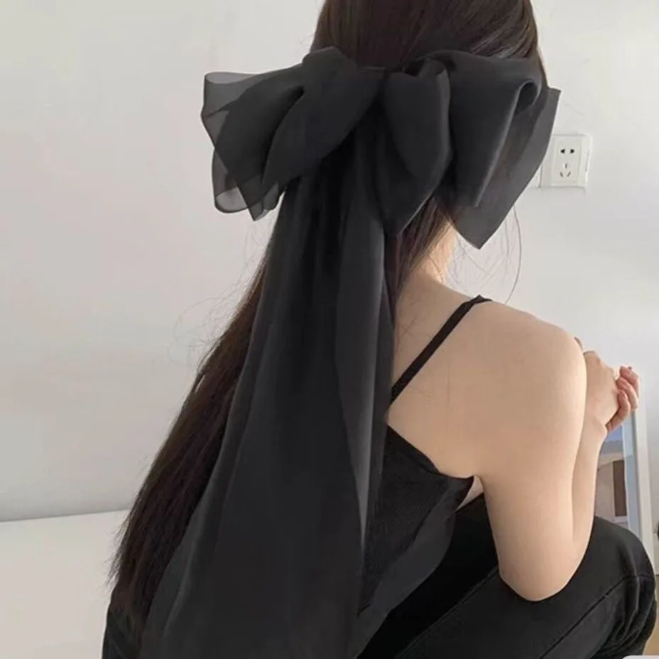 Princess On The Run ~ Fairy Temperamental Big Bow Headwear Back Spring Clip Long Ribbon Hairpin Hair Accessories display picture 6