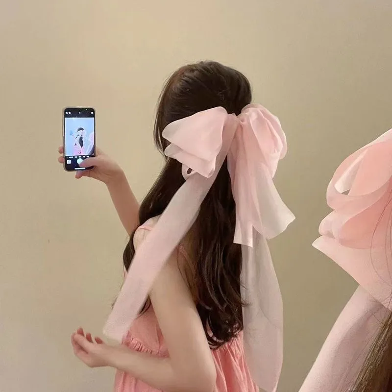 Princess On The Run ~ Fairy Temperamental Big Bow Headwear Back Spring Clip Long Ribbon Hairpin Hair Accessories display picture 10
