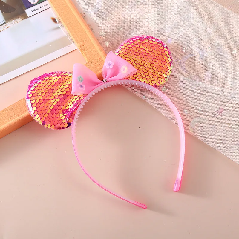 Diadema Para Niños De , Diadema De Lentejuelas Coloridas, Diadema Con Lazo Y Dientes, Bonitas Orejas Pequeñas Para Niña, Tocado De Paraíso De Vacaciones display picture 4