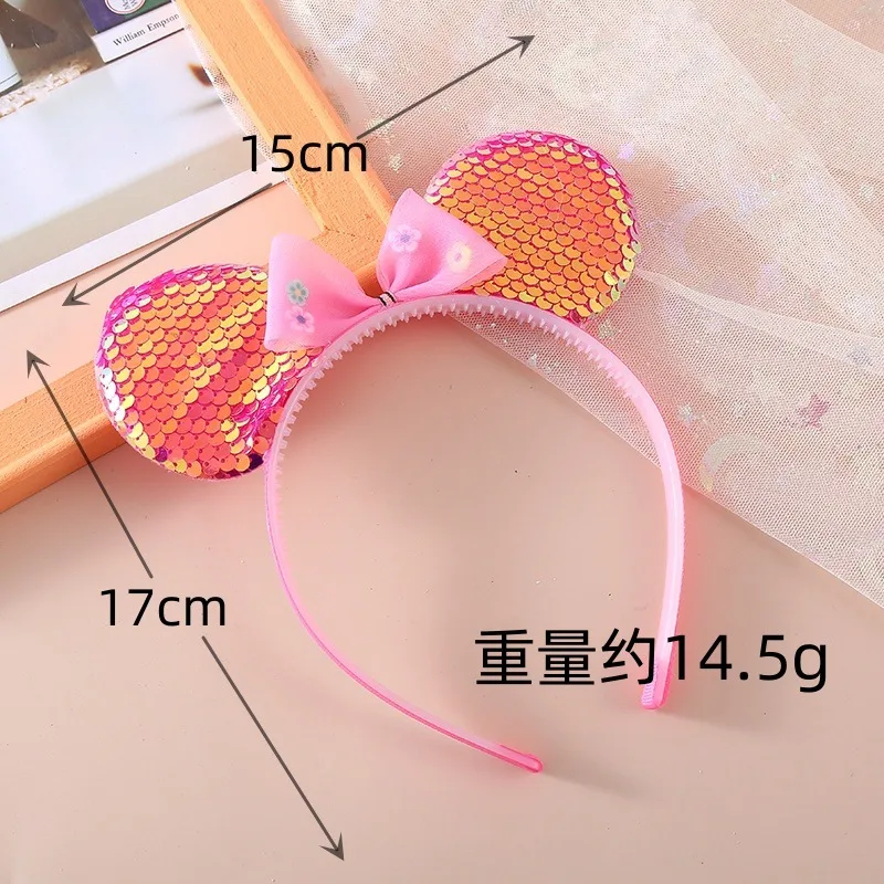 Children's Headband  Colorful Sequined Headband Bow Toothed Cute Girl Small Ears Holiday Paradise Headdress display picture 2