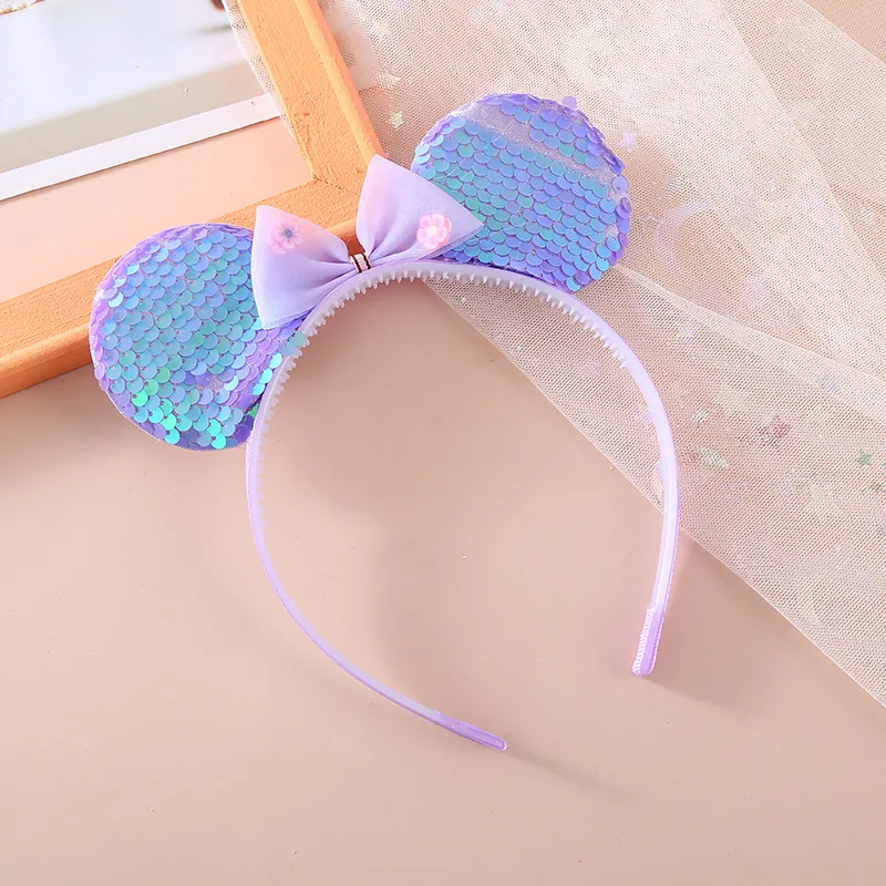 Children's Headband  Colorful Sequined Headband Bow Toothed Cute Girl Small Ears Holiday Paradise Headdress display picture 6