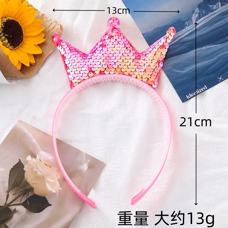 Hot Girls Crown Headband Sweet Holiday Princess Party Hairpin Sequins Cute Hair Accessories Ornament Headband display picture 2