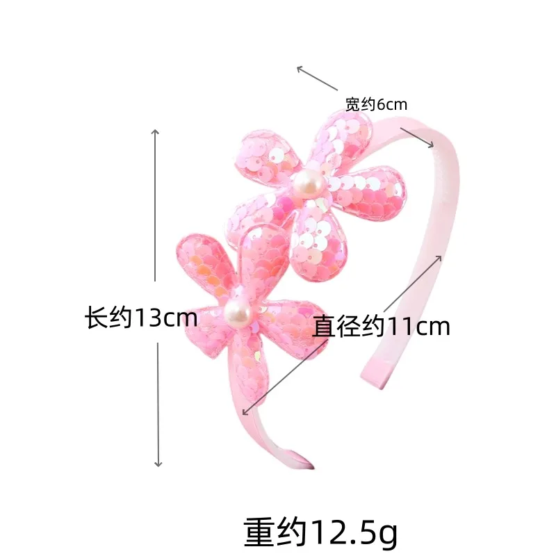 Corée Du Sud Enfants Bandeau Ins Réversible Paillettes Perle Pentagramme Mignon Fleurs Bandeau Denté Fille Princesse Coiffe display picture 2