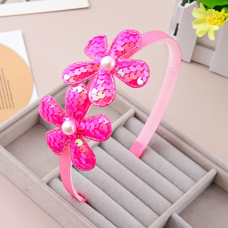 Children's Headband Ins Reversible Sequined Pearl Pentagram Cute Flowers Headband Toothed Girl Princess Headdress display picture 9