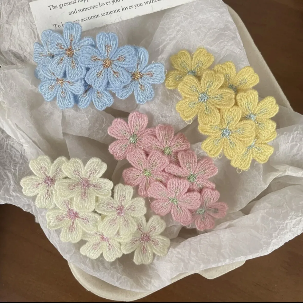 Gentle Pink Cherry Blossom Barrettes Sweet Embroidery Flower Hairpin Knitted Children Headdress Hair Accessories Bangs Side Clip display picture 7