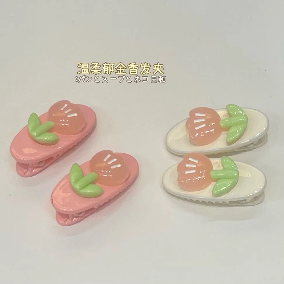 INS Cream Color Love Tulip Barrettes Gentle Spring Sweet Girly Student Duckbill Clip Flower Hair Accessories display picture 2