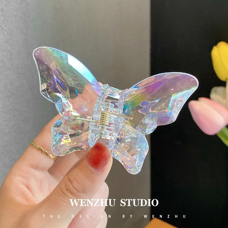 2024 New Crystal Butterfly Grip Super Fairy Barrettes Female Online Influencer Ins Shark Clip Hairpin DIY Catch Hairpin Headdress display picture 4