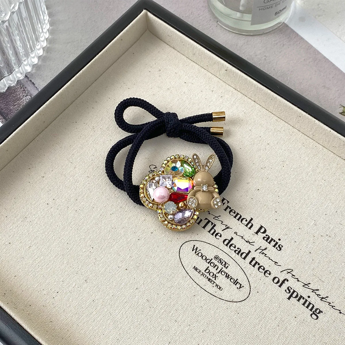 INS New Style Heart Shape Rhinestone Internet Celebrity Minimalist Elegant Ponytail High Elastic Hair Rope Elegant Hair Rope Women's High Sense display picture 6