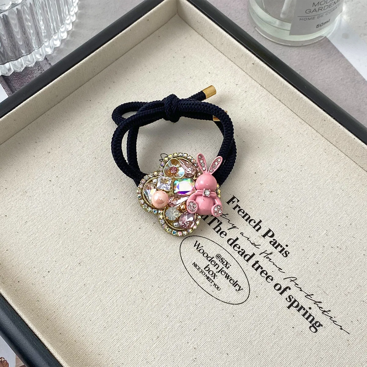 INS New Style Heart Shape Rhinestone Internet Celebrity Minimalist Elegant Ponytail High Elastic Hair Rope Elegant Hair Rope Women's High Sense display picture 7