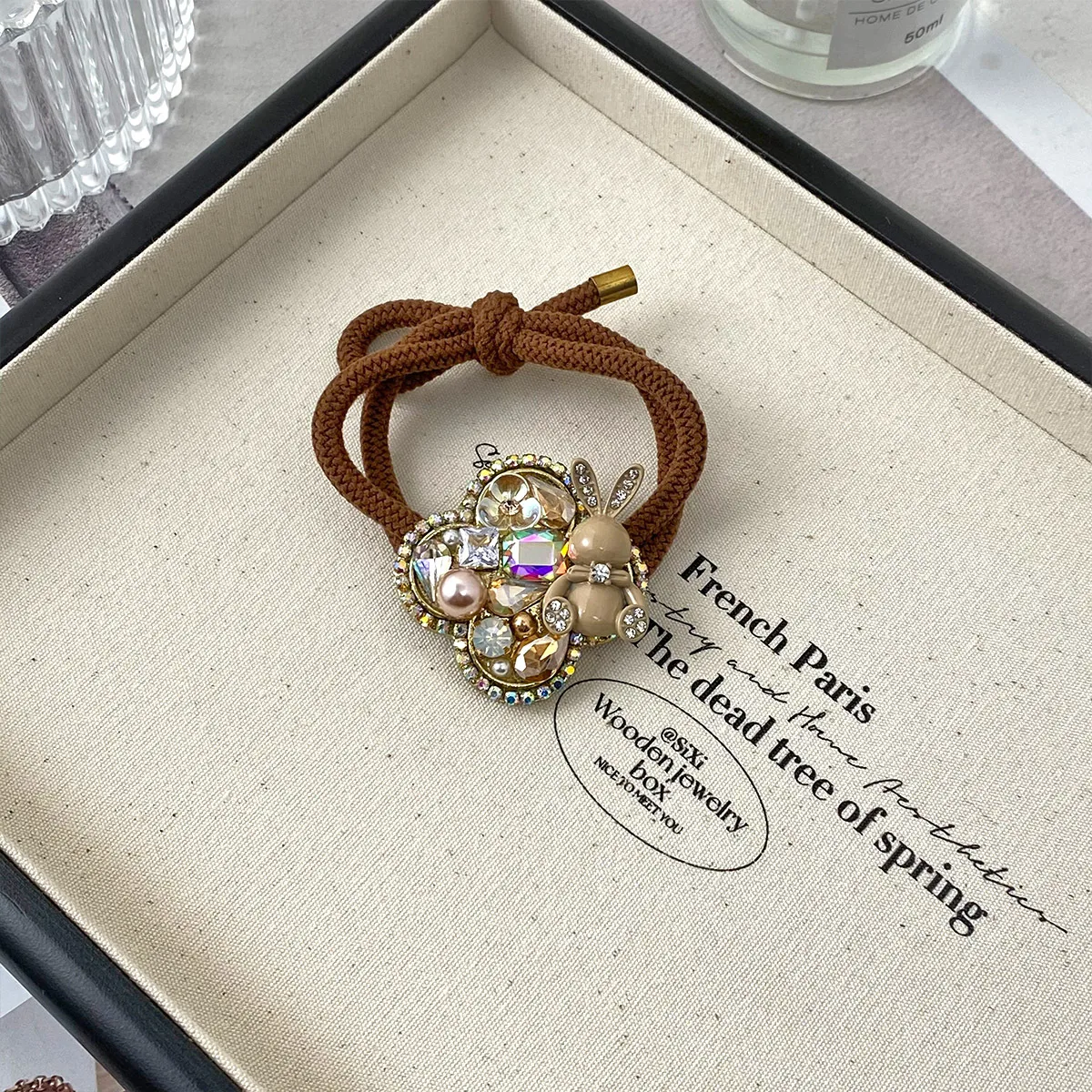 INS New Style Heart Shape Rhinestone Internet Celebrity Minimalist Elegant Ponytail High Elastic Hair Rope Elegant Hair Rope Women's High Sense display picture 9