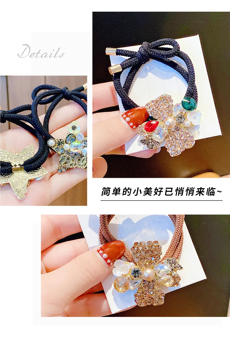 ¡Novedad! Cuerda De Pelo XINGX De Diamante Completo, Coleta De Pelo De Goma Elástica, Banda Para El Pelo De  Girl, Cuerda De Temperamento De Una Pieza, Envío Directo display picture 3