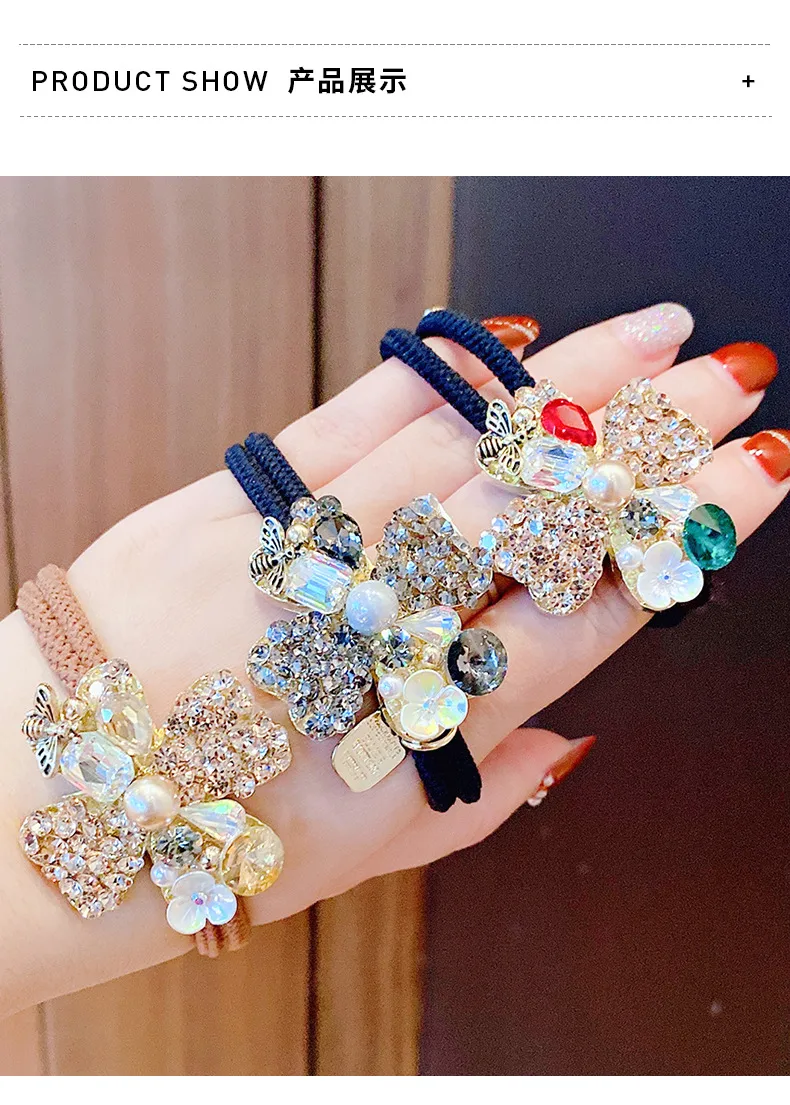 ¡Novedad! Cuerda De Pelo XINGX De Diamante Completo, Coleta De Pelo De Goma Elástica, Banda Para El Pelo De  Girl, Cuerda De Temperamento De Una Pieza, Envío Directo display picture 4