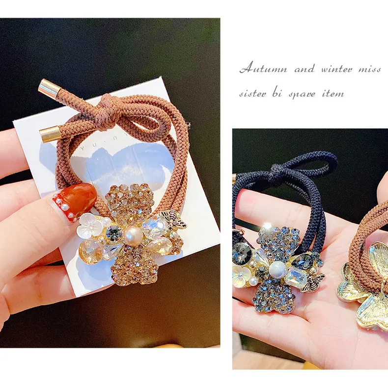 ¡Novedad! Cuerda De Pelo XINGX De Diamante Completo, Coleta De Pelo De Goma Elástica, Banda Para El Pelo De  Girl, Cuerda De Temperamento De Una Pieza, Envío Directo display picture 7