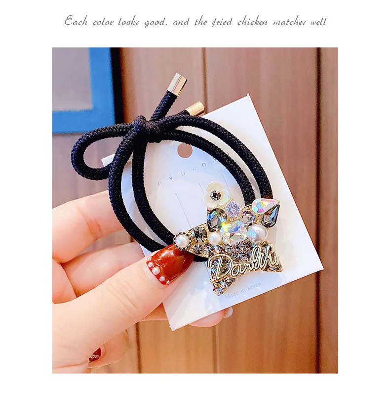 New Full Diamond XINGX Hair Rope Ponytail High Elastic Rubber Band Hair Band  Girl Temperament Hair Rope One Piece Dropshipping display picture 10