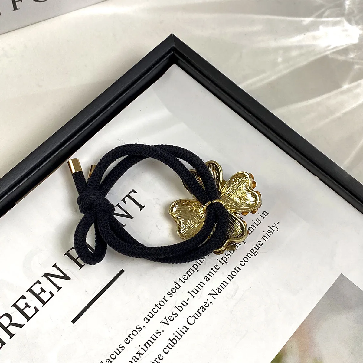 New Hair Accessories Hair Rope Simple Rhinestone Flower High Ponytail Balls Hair Black Rubber Band Temperament Hair Band Head Rope Head display picture 9