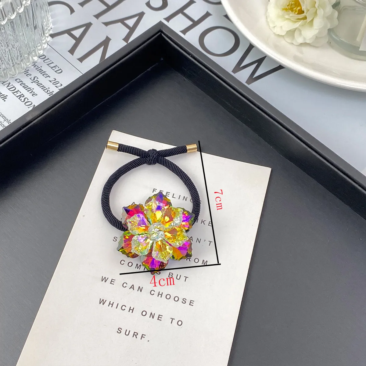 Nouveaux Accessoires De Cheveux De Haute Qualité Pour Femmes Corde De Tête De Queue De Cheval Élégant En Trois Dimensions Double Couche Cinq Pétales Fleur display picture 18