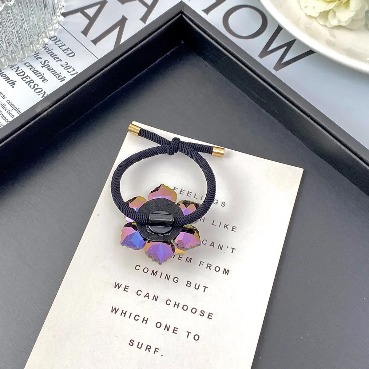 Nouveaux Accessoires De Cheveux De Haute Qualité Pour Femmes Corde De Tête De Queue De Cheval Élégant En Trois Dimensions Double Couche Cinq Pétales Fleur display picture 19